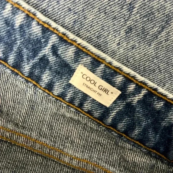 Avec Les Filles Cool Girl Distressed High Rise Straight Jeans 29 Workshop Blue - Picture 11 of 16